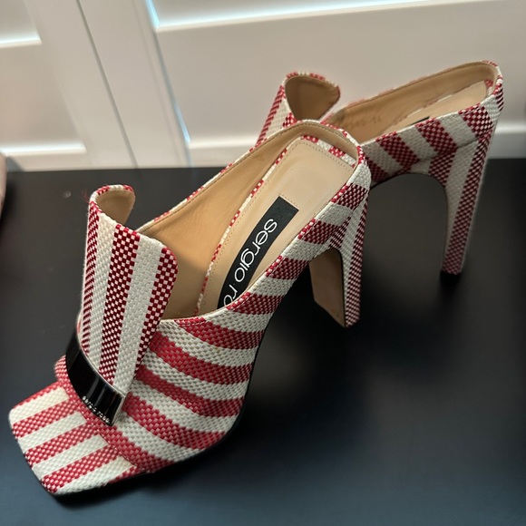 Sergio Rossi | PORTOFINO STRIPED JACQUARD SABOT MULES - Picture 5 of 8